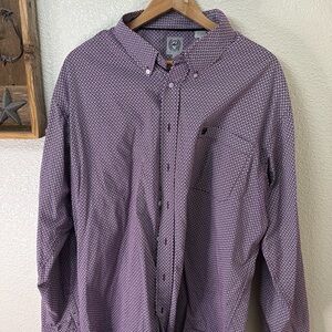 Cinch Purple Casual Button Down Shirt Gingham Pattern